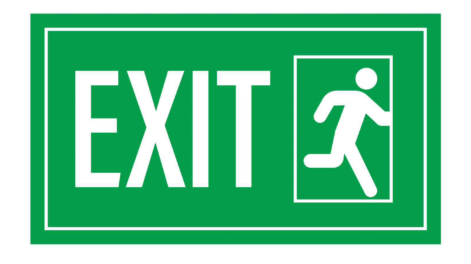 Emergency information sign indicating an emergency exit